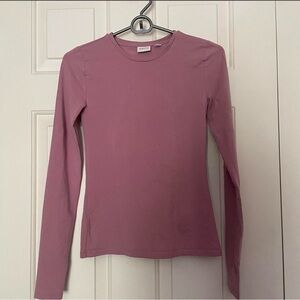 Babaton Long Sleeve Crewneck Top with Thumbholes- Mauve Pink